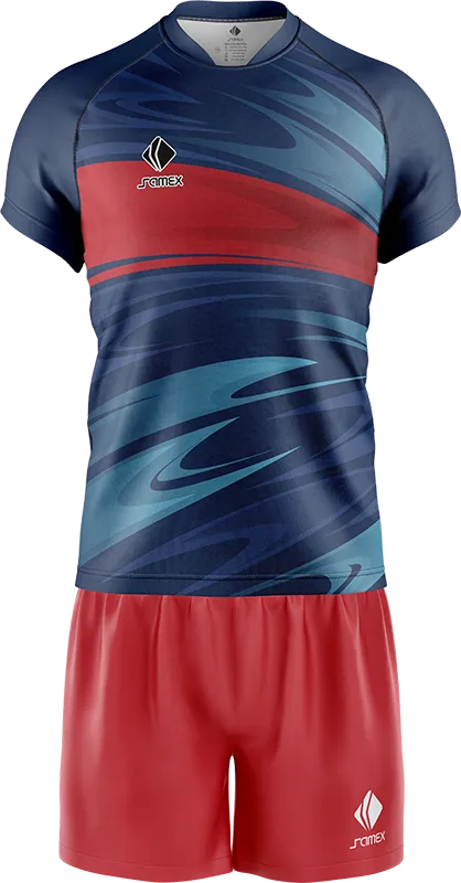 CONJUNTO RUGBY COD. 027 AZUL - ACUARELA CELETSE - ROJO