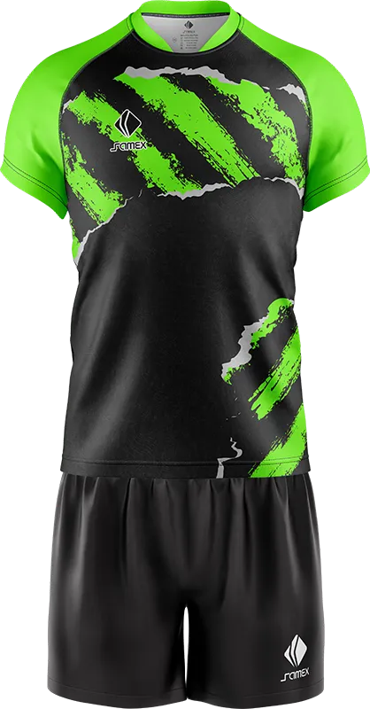 CONJUNTO RUGBY COD. 028 NEGRO -GRUNGE VERDE