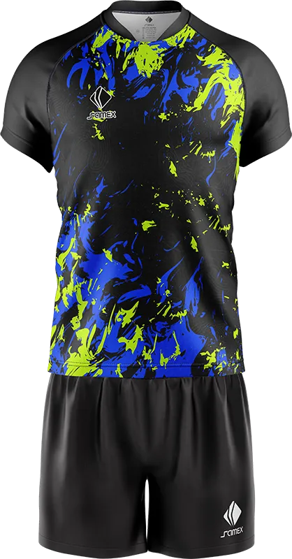 CONJUNTO RUGBY COD. 031 NEGRO - GRUNGE AMARILLO - AZUL