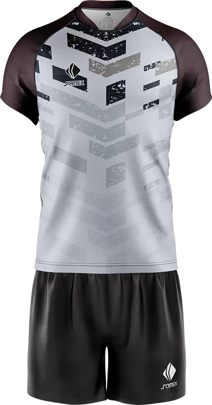 CONJUNTO RUGBY COD. 033 BLANCO FRANJAS GRIS - NEGRO