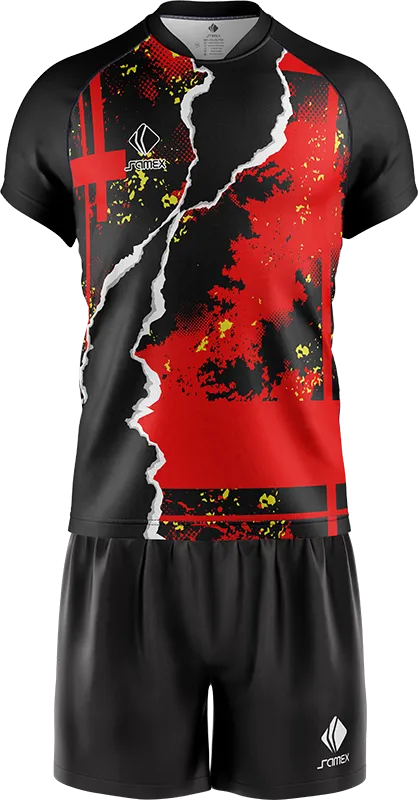 CONJUNTO RUGBY COD. 035 ROJO - RASGADO NEGRO