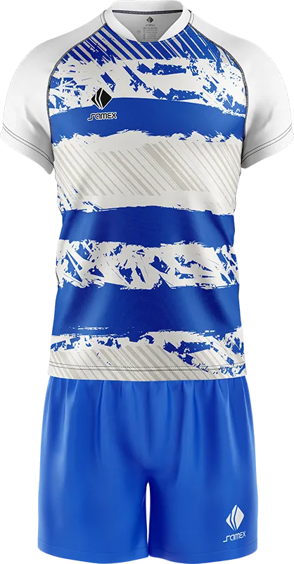 CONJUNTO RUGBY COD. 037 BLANCO -FRANJAS AZUL - LINEAS GRIS