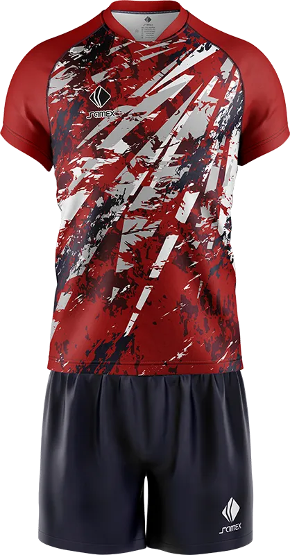 CONJUNTO RUGBY COD. 039 ROJO GRUNGE GRIS - NEGRO - BLANCO