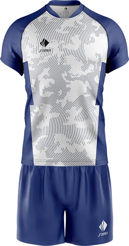 CONJUNTO RUGBY COD. 042 BLANCO LINEAS AZUL