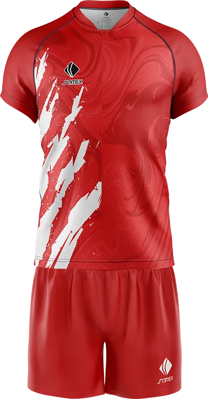CONJUNTO RUGBY COD. 043 ACUARELA ROJO - GRUNGE BLANCO