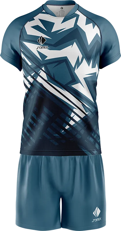 CONJUNTO RUGBY COD. 045 ACERO - AZUL LINEAS