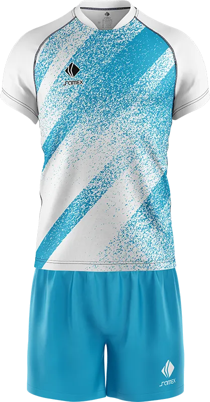CONJUNTO RUGBY COD. 047 BLANCO - GRUNGE CELESTE - FRANJAS