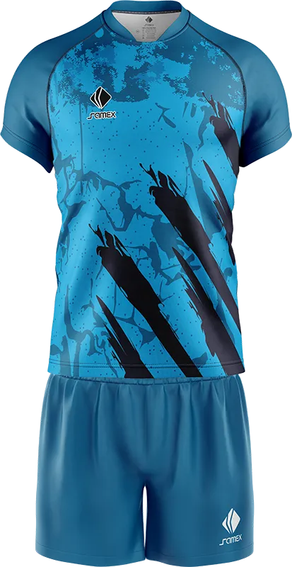 CONJUNTO RUGBY COD. 049 CELESTE - FRANJAS NEGRO