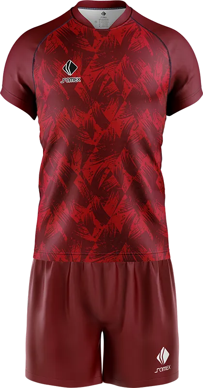 CONJUNTO RUGBY COD. 061 GUINDA - PINCELADO ROJO