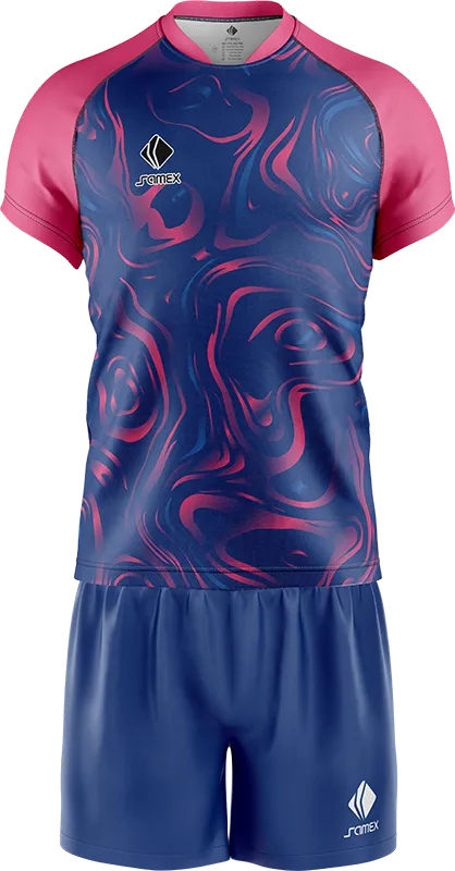 CONJUNTO RUGBY COD. 063 AZUL - ACUARELA CELESTE - ROSADO