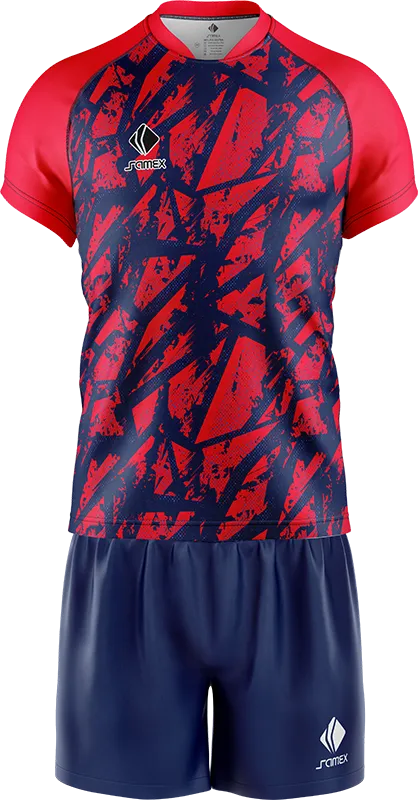 CONJUNTO RUGBY COD. 071 AZUL GRUNGE ROJO
