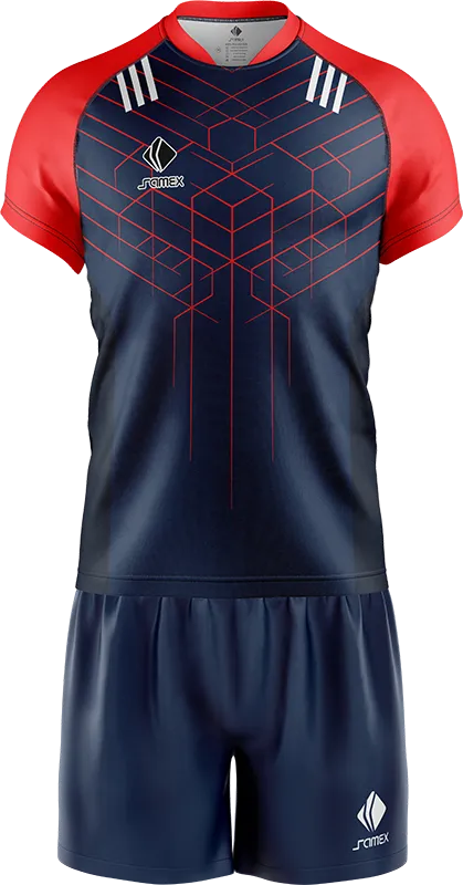 CONJUNTO RUGBY COD. 072 AZUL LINEAS ROJO
