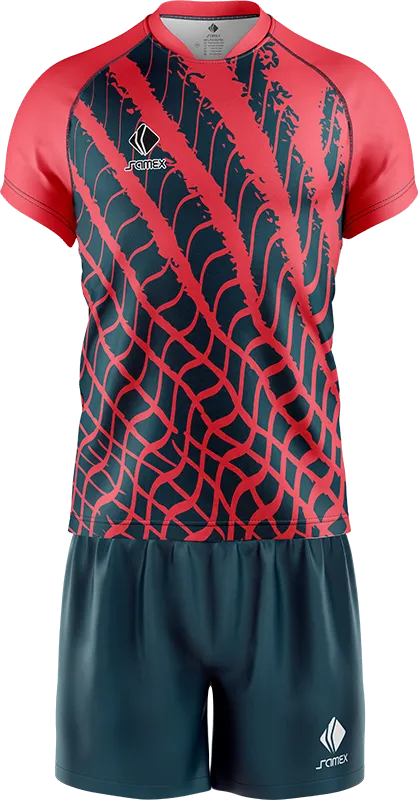 CONJUNTO RUGBY COD. 077 AZUL - GRUNGE BLANCO - ROSADO