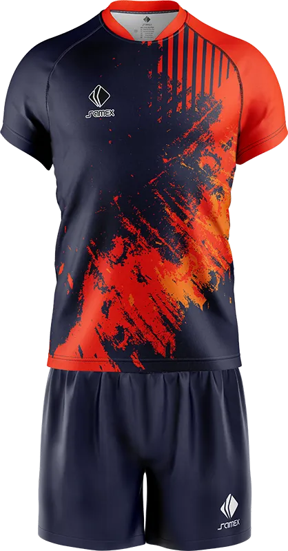 CONJUNTO RUGBY COD. 082 AZUL - GRUNGE NARANJA
