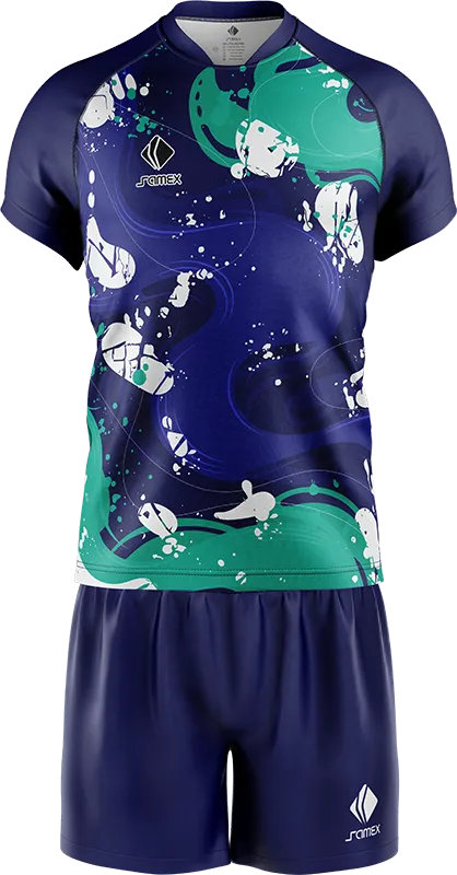 CONJUNTO RUGBY COD. 093 AZUL - ACUARELA VERDE - BLANCO