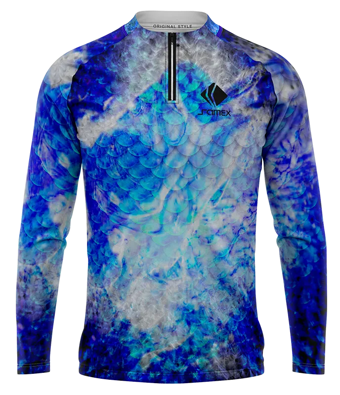 CAMISETA PESCA ESCAMAS AZUL COD: 0008 .