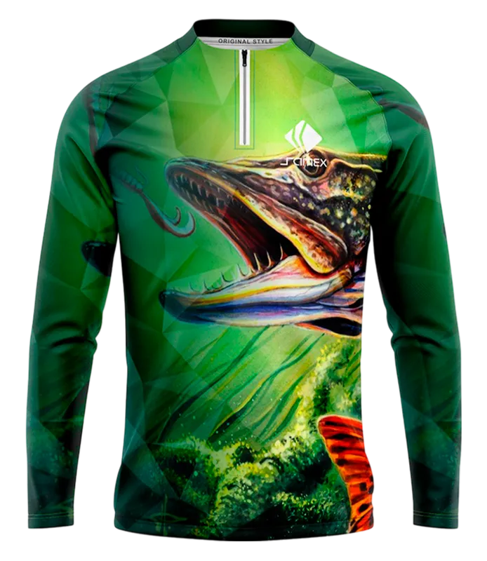 CAMISETA PESCA VERDE PEZ MORIENDO ANZUELO COD: 0010 .