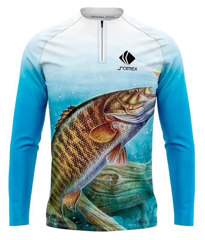 CAMISETA PESCA CELESTE - BLANCO PEZ EN EL MAR COD: 0011 .