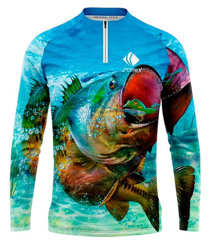 CAMISETA PESCA MAR VERDE - PEZ COMIENDO COD: 0024 .
