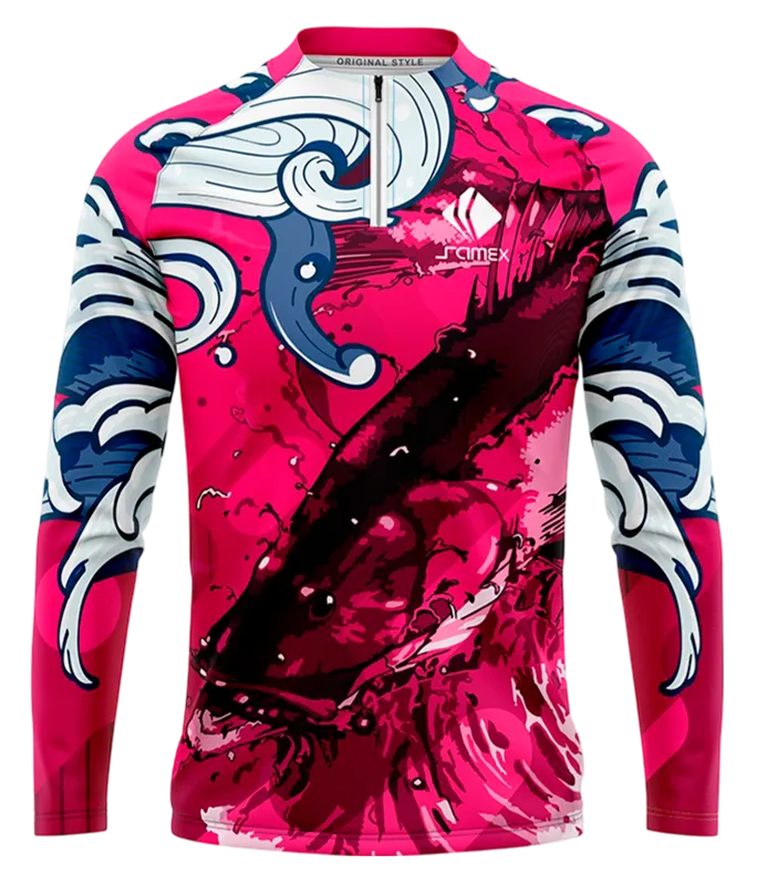 CAMISETA PESCA FUCSIA - PEZ NADANDO COD: 0025 .
