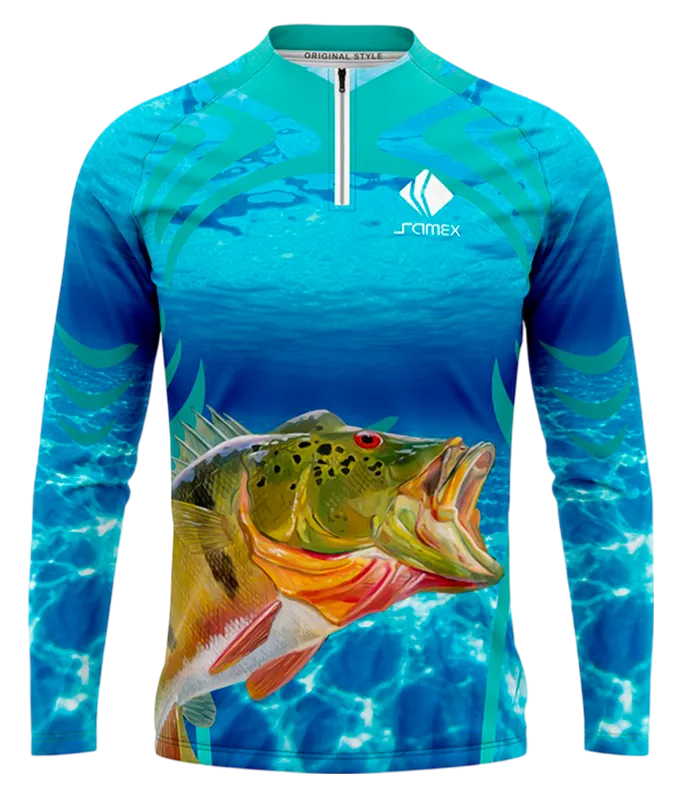 CAMISETA PESCA ACUARELA CELESTE - PEZ DIBUJO COD: 0030 .