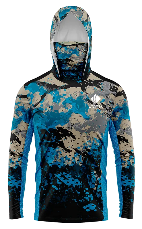 POLERON PESCA CAMUFLAJE CELESTE - NEGRO - GRIS cod: 0006 .