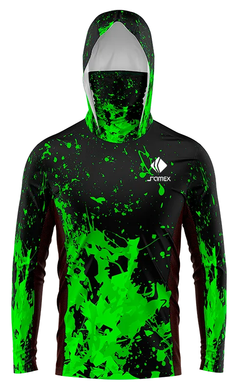 POLERON PESCA NEGRO GRUNGE VERDE cod: 0008 .