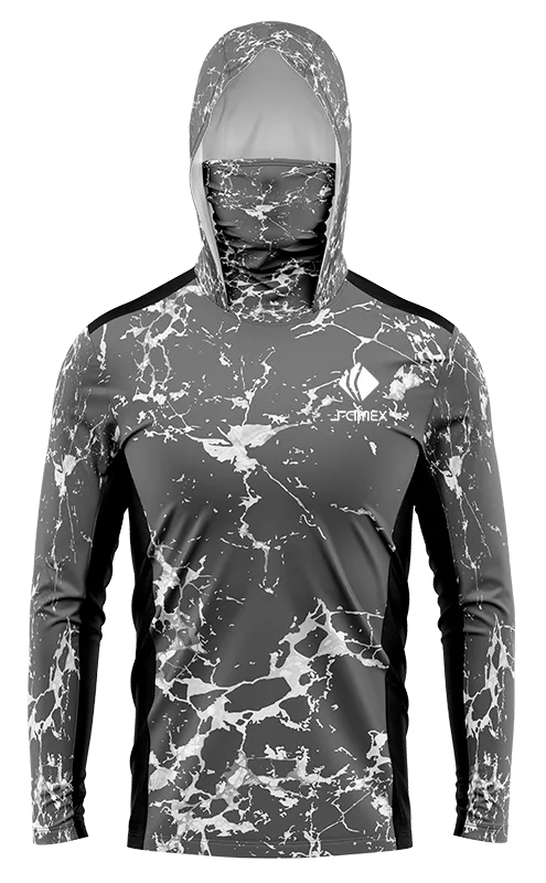 POLERON PESCA ESTAMPADO MARMOL GRIS CON BLANCO cod: 0011 .