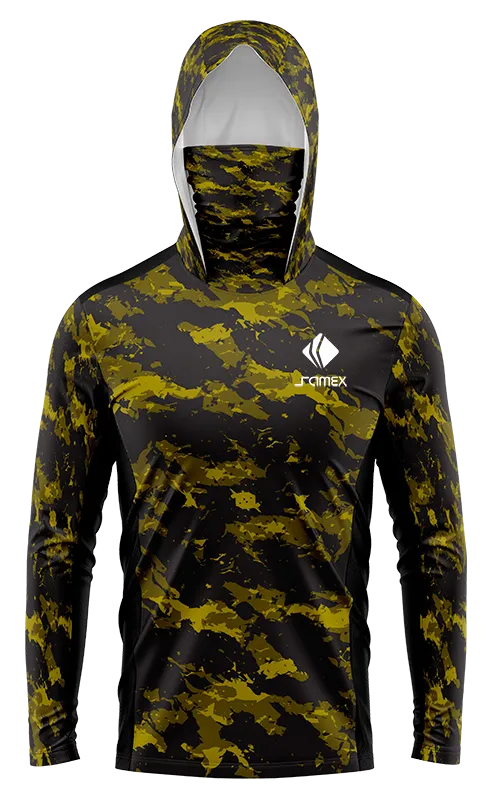 POLERON PESCA ESTAMPADO MARMOL NEGRO CON AMARILLO cod: 0012 .