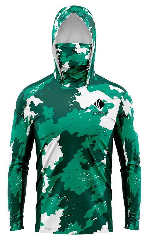 POLERON PESCA CAMUFLAJE VERDE - BLANCO cod: 0015 .
