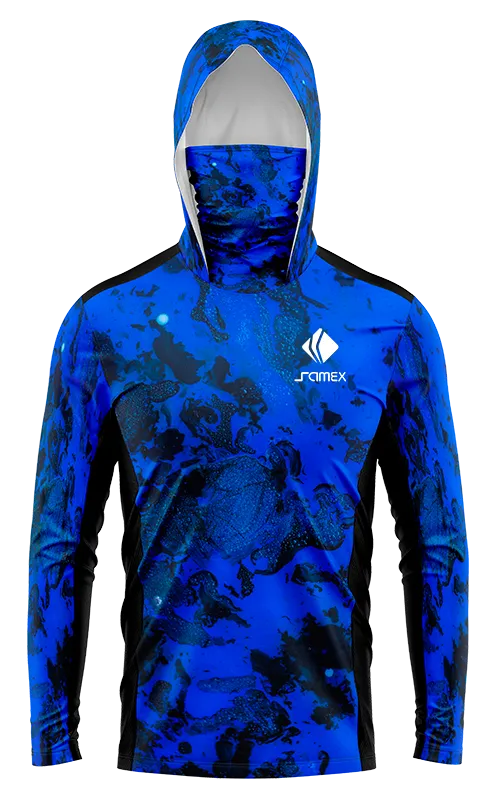 POLERON PESCA ACUARELA AZUL CON NEGRO cod: 0017 .