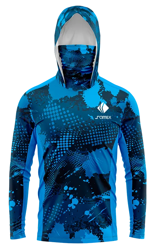 POLERON PESCA ESTAMPADO ABSTRACTO AZUL - CELESTE cod: 0042 .