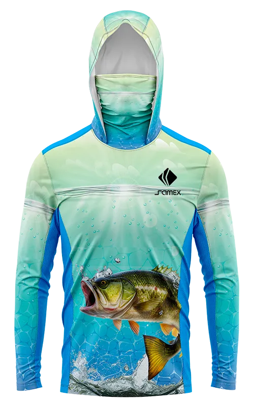 POLERON PESCA DEGRADE VERDE - TURQUESA - PEZ cod: 0043 .