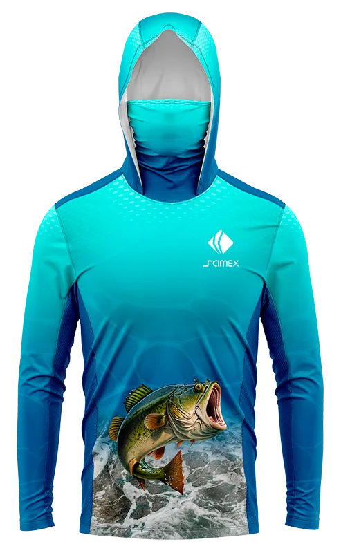 POLERON PESCA DEGRADE CELESTE - AZUL - PEZ SALTANDO cod: 0046 .