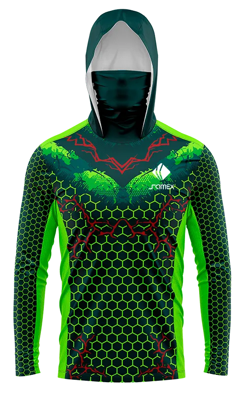POLERON PESCA ABSTRACTO VERDE HEXAGONOS cod: 0049 .