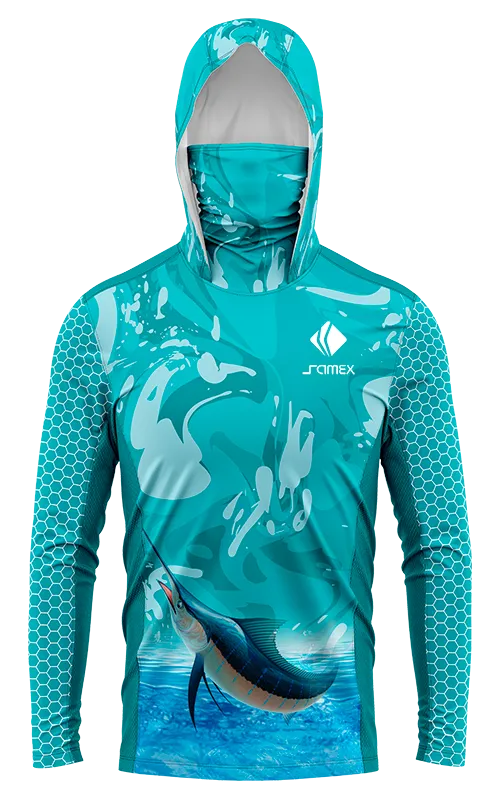 POLERON PESCA SPLASH TURQUESA - PEZ ESPADA cod: 0055 .