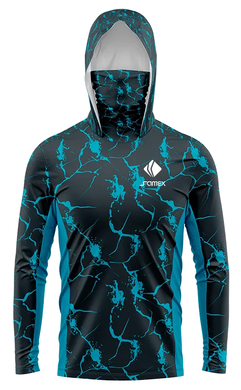 POLERON PESCA NEGRO - CAMUFLAJE CELESTE cod: 0070 .