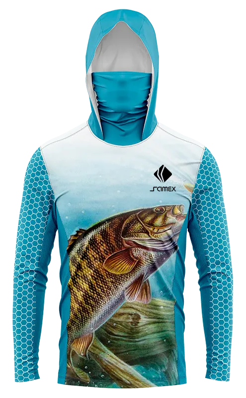 POLERON PESCA CELESTE - BLANCO PEZ EN EL MAR cod: 0082 .