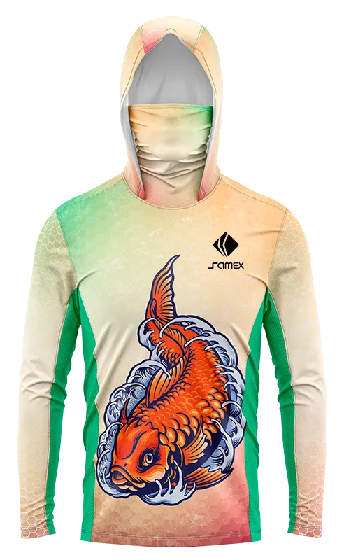 POLERON PESCA DEGRADE BEIGE - PEZ NARANJA cod: 0097 .