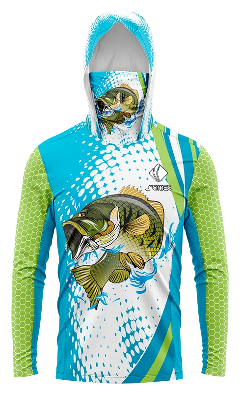 POLERON PESCA BLANCO - CELESTE PEZ VERDE cod: 0100 .