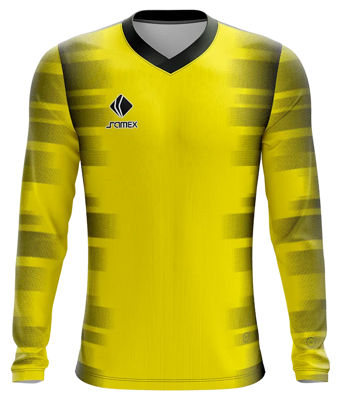 CAMISETA FUTBOL MANGA LARGA COD. 009 AMARILLO DEGRADE NEGRO
