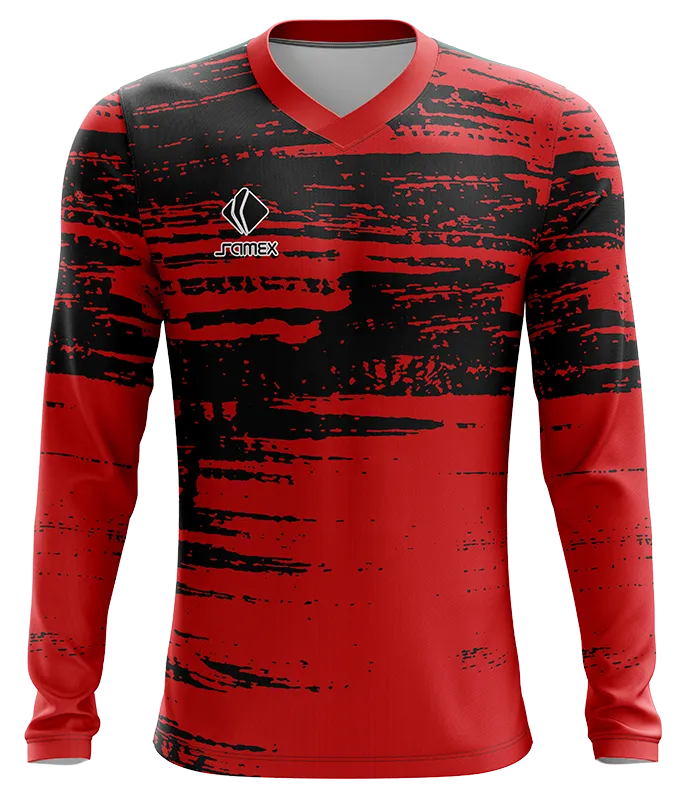 CAMISETA FUTBOL MANGA LARGA COD. 039 ROJO GRUNGE NEGRO
