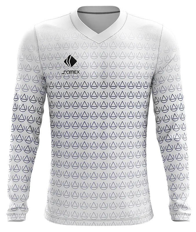 CAMISETA FUTBOL MANGA LARGA COD. 043 BLANCO - TRIANGULOS NEGRO