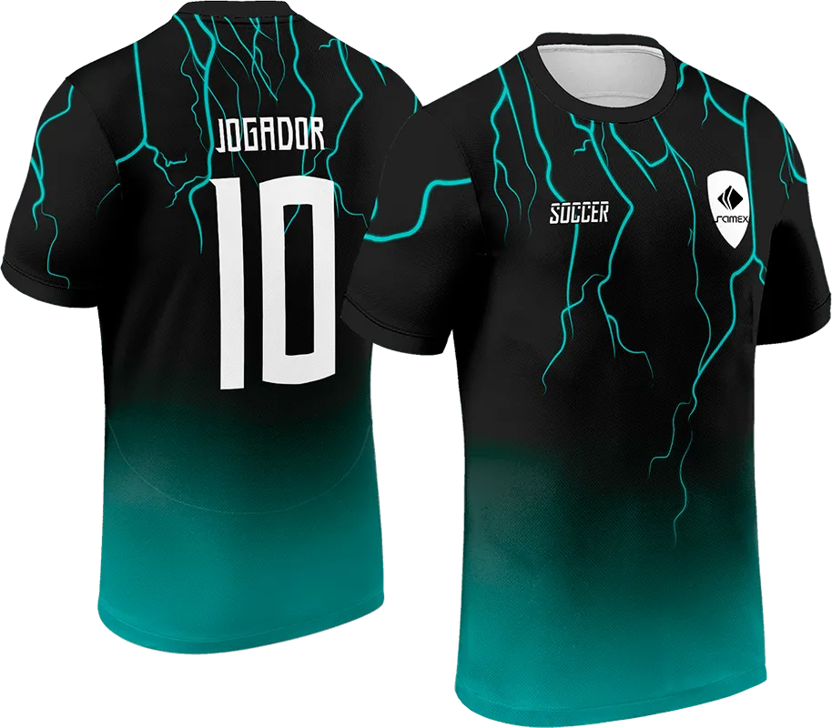 CAMISETA NEGRO DEGRADE - RAYOS TURQUESA cod: 0002 .