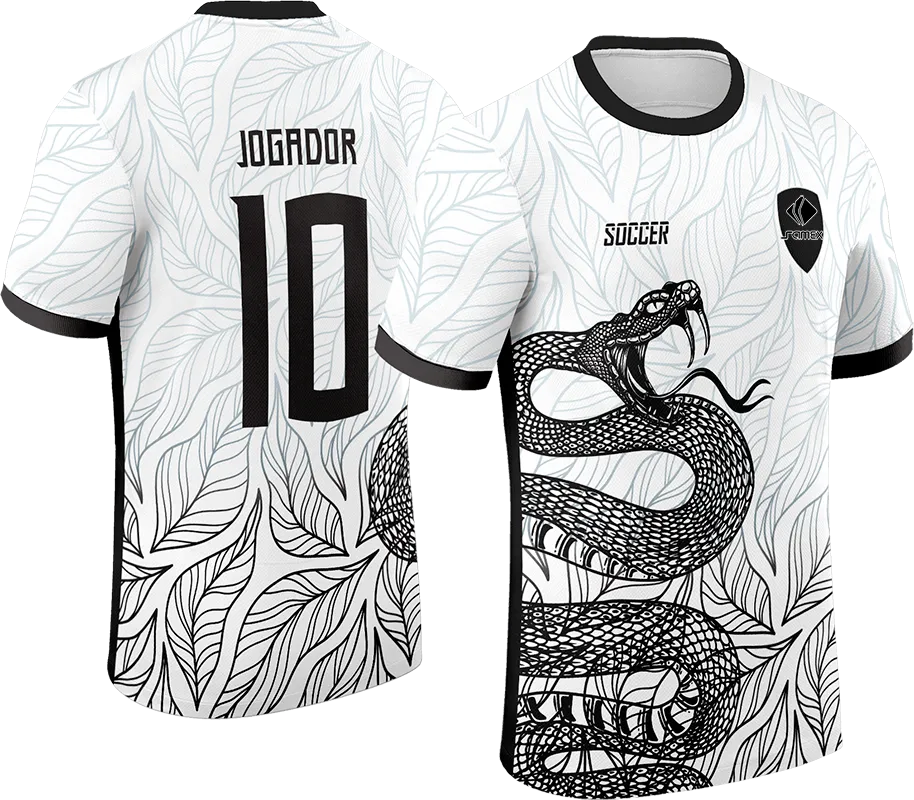 CAMISETA BLANCO - HOJAS Y SERPIENTE NEGRO cod: 0006 .