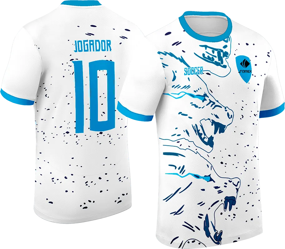 CAMISETA BLANCO - TIGRE LINEAL CELESTE cod: 0012 .