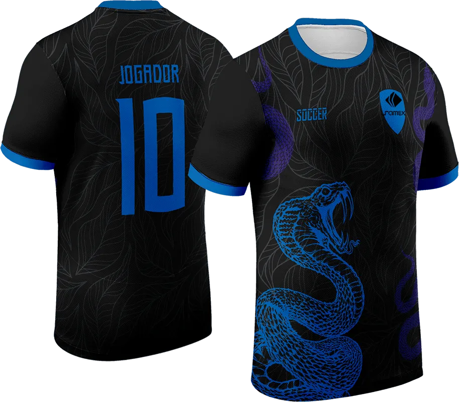 CAMISETA NEGRO - HOJAS GRIS - SERPIENTE AZUL cod: 0013 .