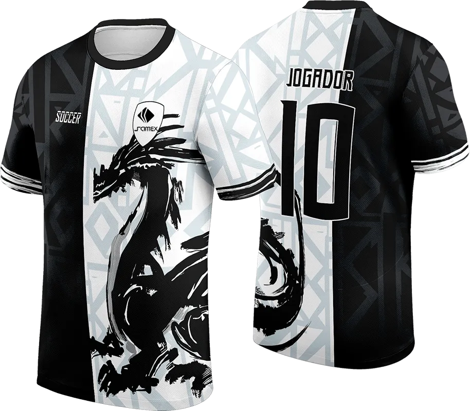 CAMISETA NEGRO - BLANCO - DRAGON NEGRO cod: 0017 .