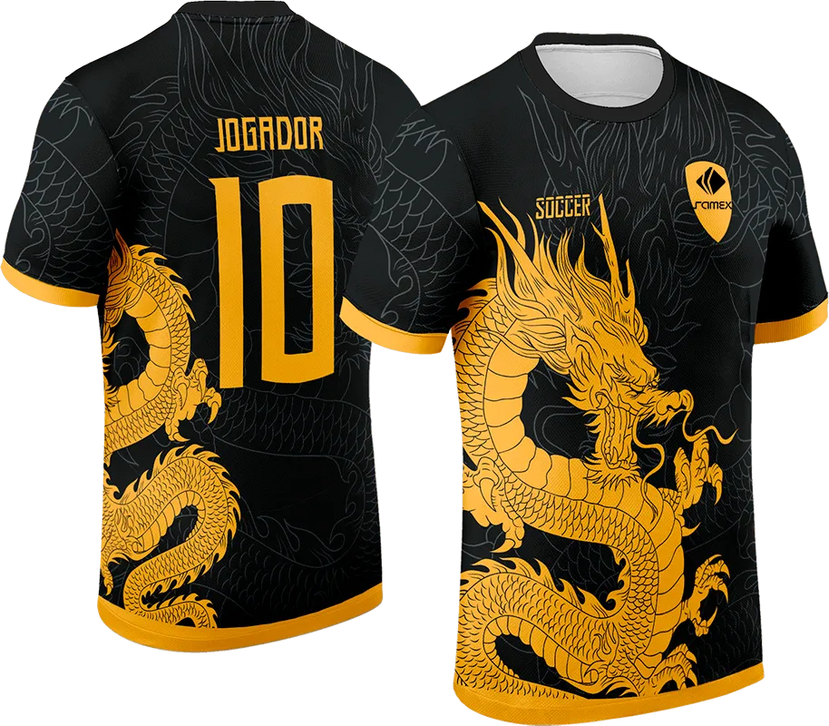 CAMISETA NEGRO - DRAGON AMARILLO cod: 0028 .