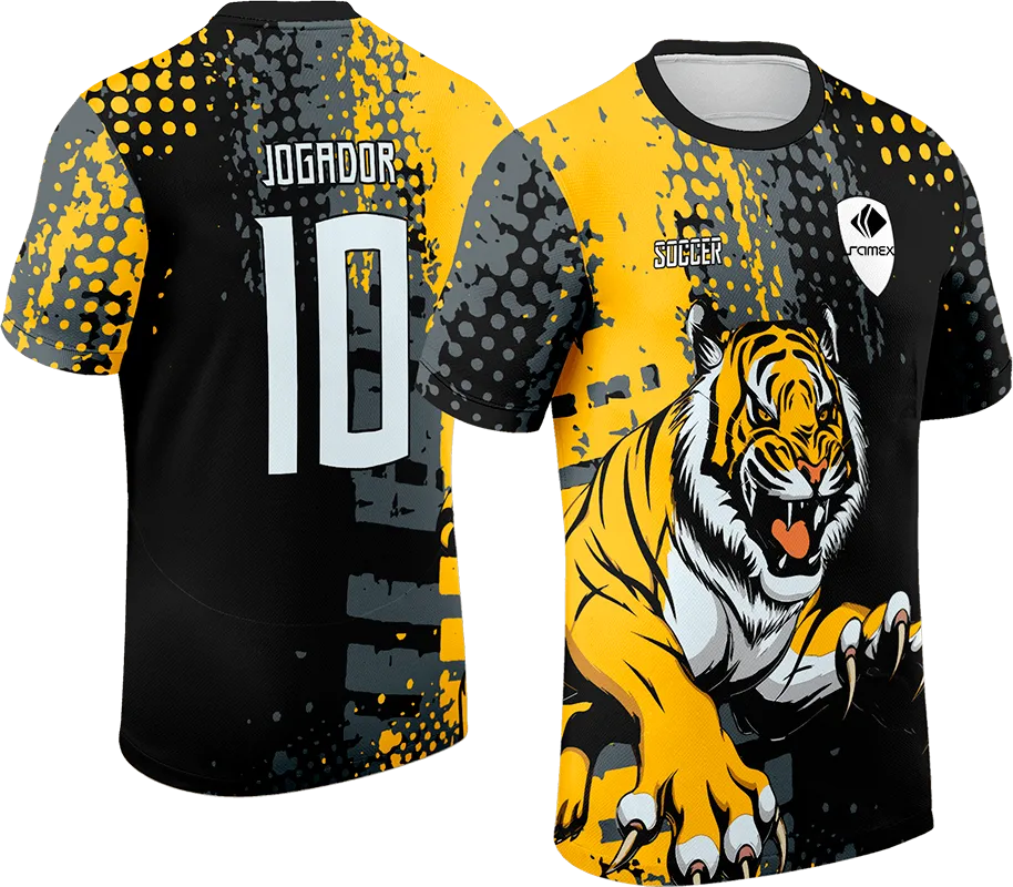 CAMISETA NEGRO GRUNGE AMARILLO Y GRIS - TIGRE cod: 0033 .